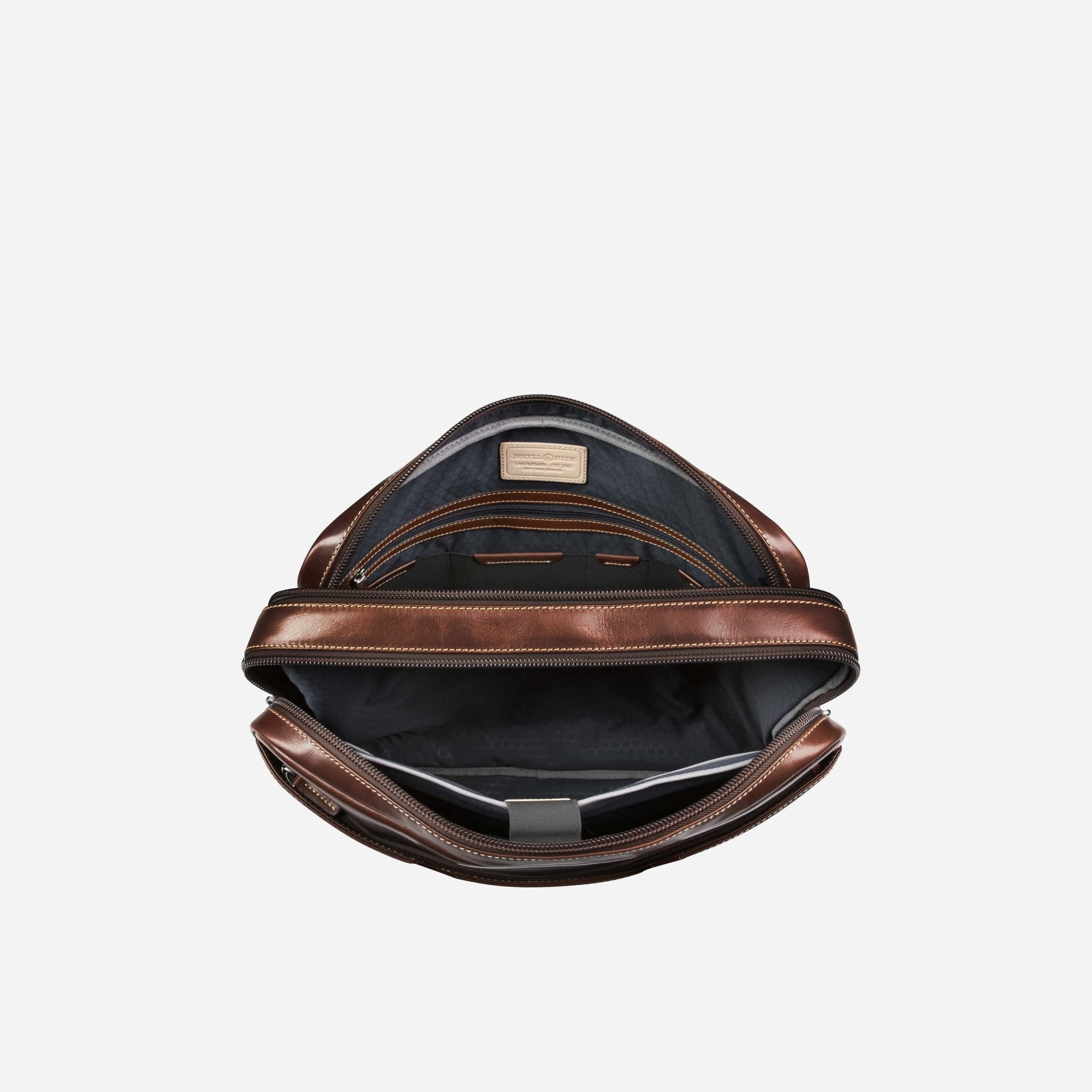 17" Laptop Briefcase,briefcase,Jekyll & Hide,Mocha, top view