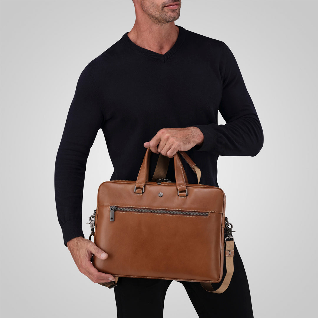 Slim Zip Top Briefcase