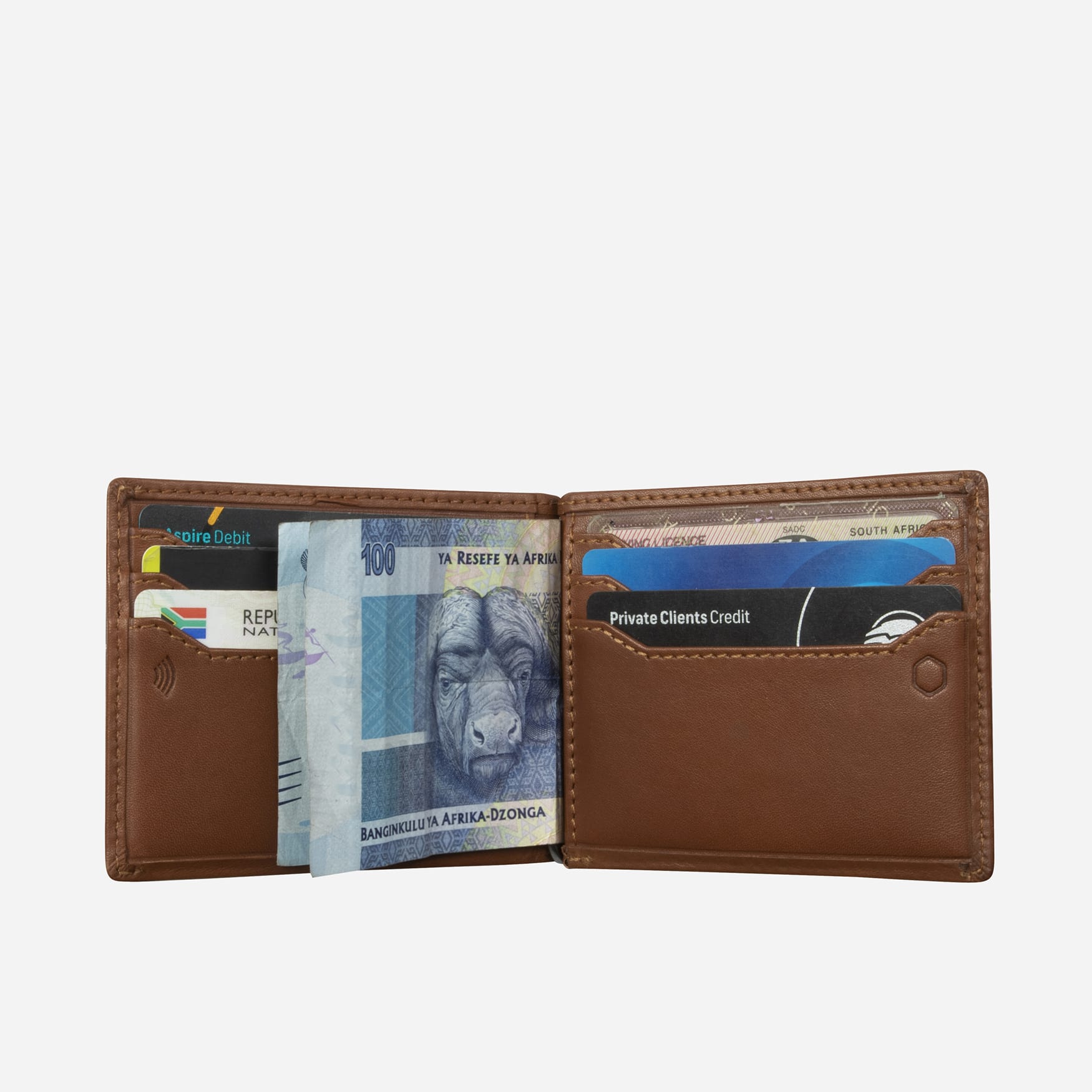 Leather Money Clip Wallet, Tan