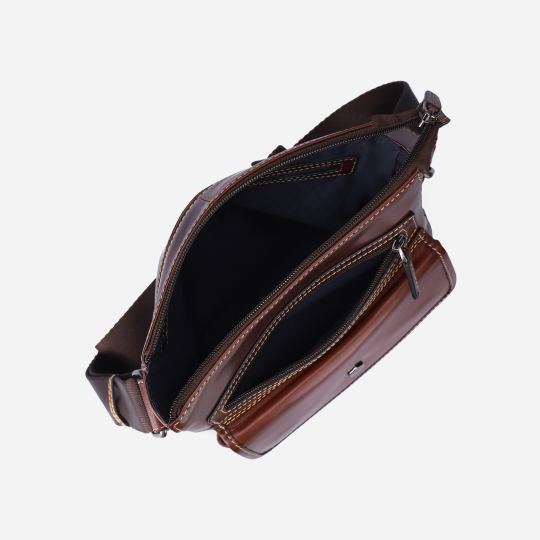 Crossbody Organiser Bag, Tobacco