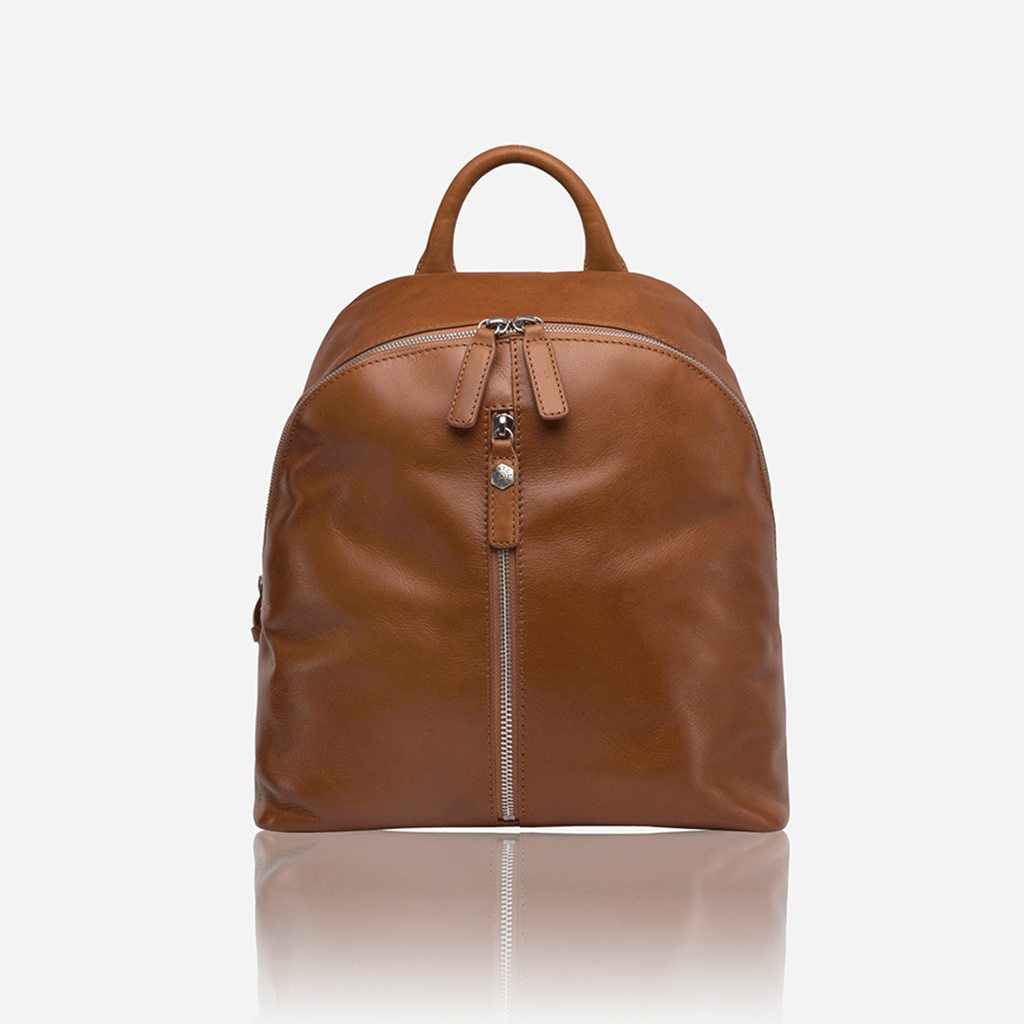 Casual Zip Top Backpack 35cm Tan