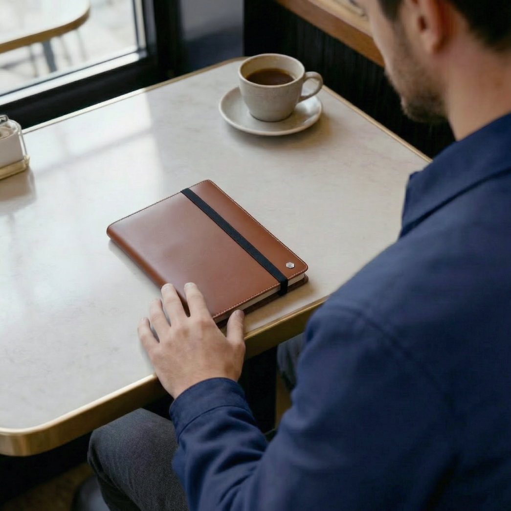 Leather A5 Notebook Cover, Tan