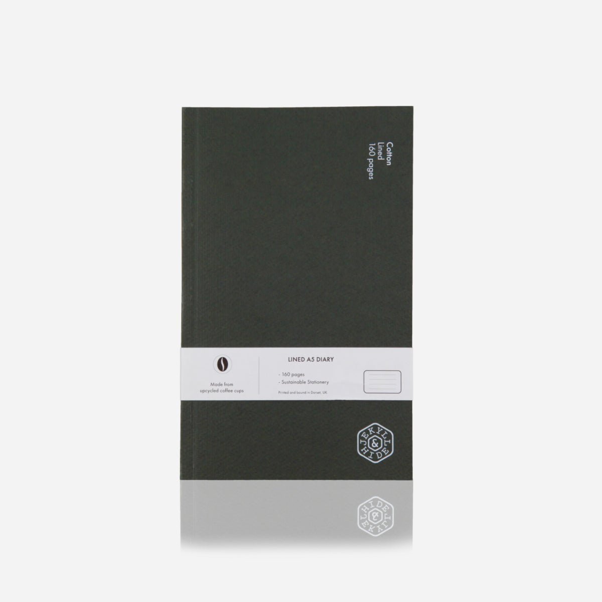 A5 Notebook 160 Pages,A5 Notebooks,Jekyll & Hide,Olive, front view