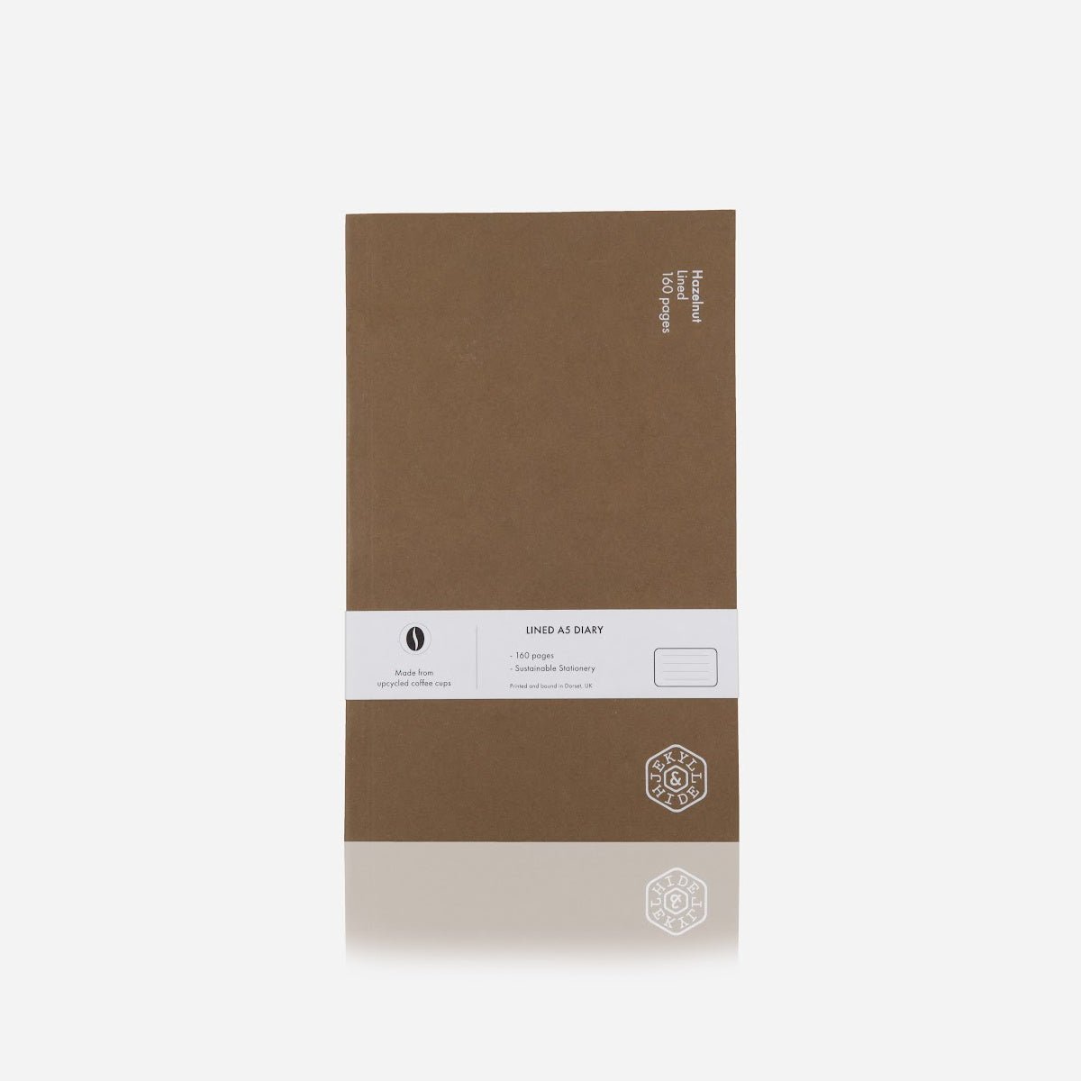 A5 Notebook 160 Pages,A5 Notebooks,Jekyll & Hide,Hazel,  front view