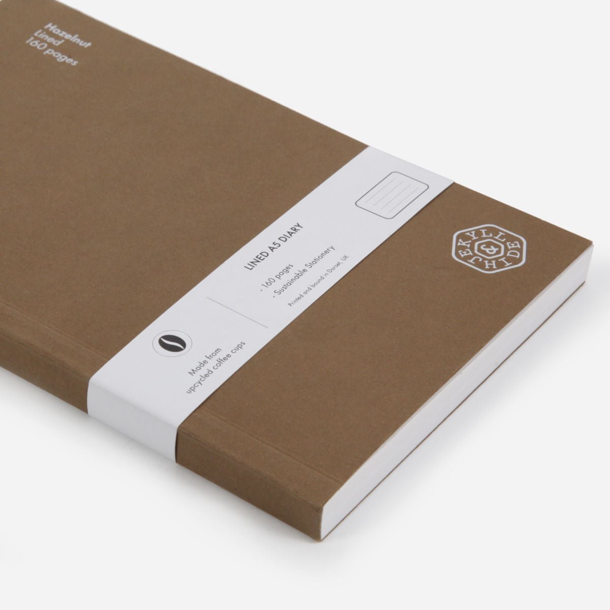 A5 Notebook 160 Pages,A5 Notebooks,Jekyll & Hide,Hazel,  side view