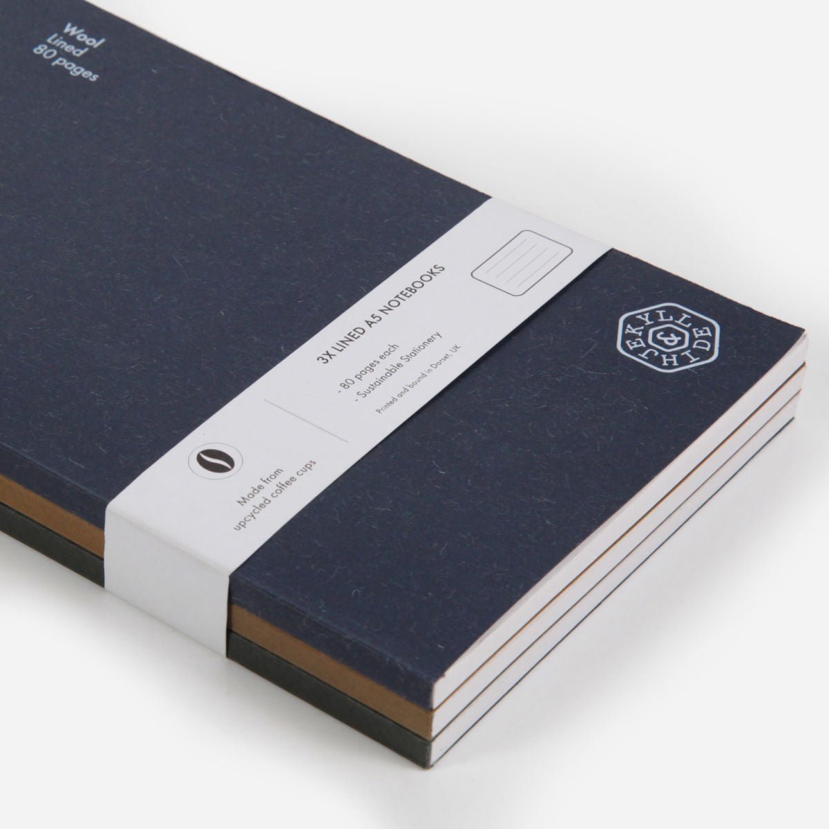 A5 Notebook Set 80 Pages (pack of 3),A5 Notebooks,Jekyll & Hide, side view