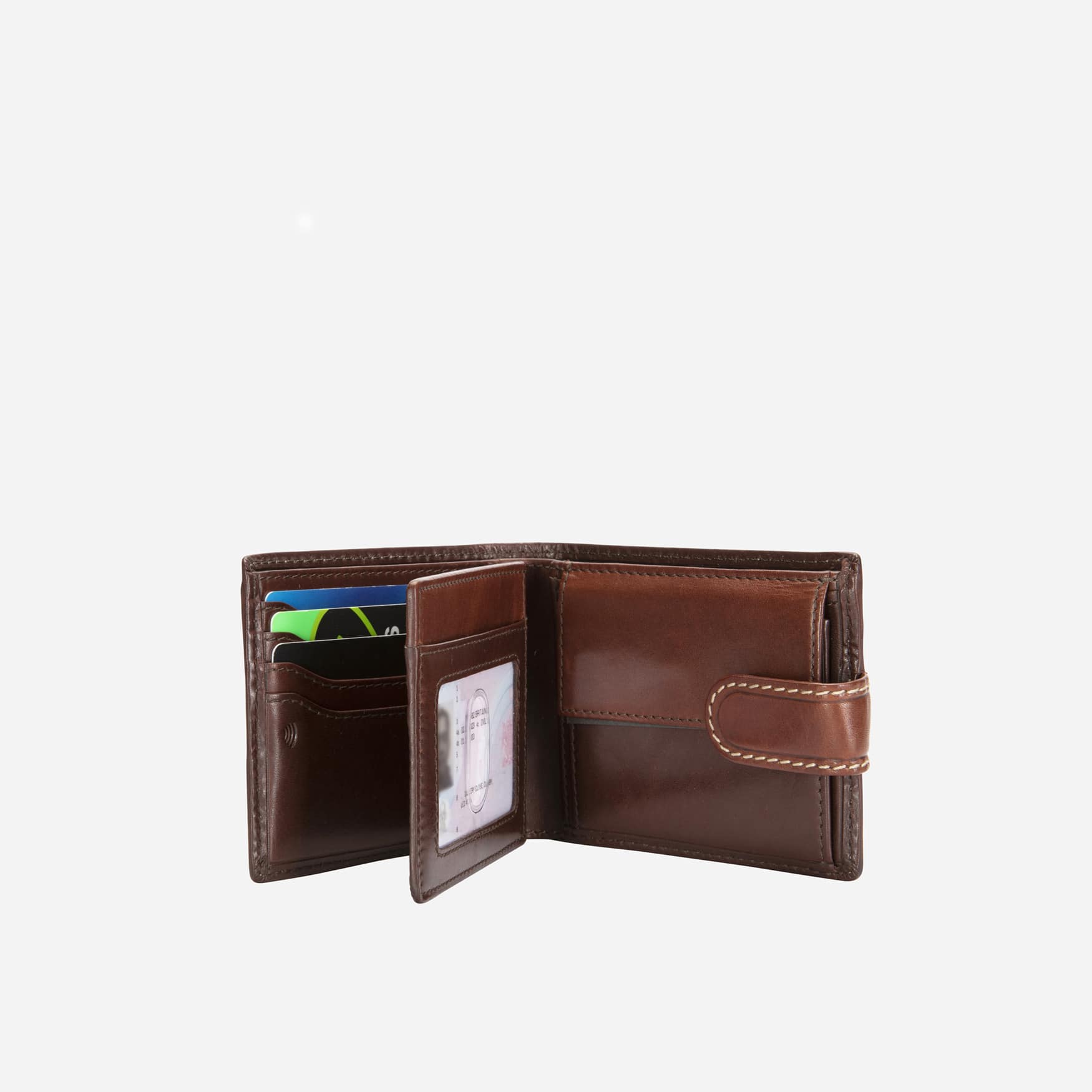 Bifold Wallet With Coin And ID Window,Wallet,Jekyll & Hide,Mocha, inside view detsiled