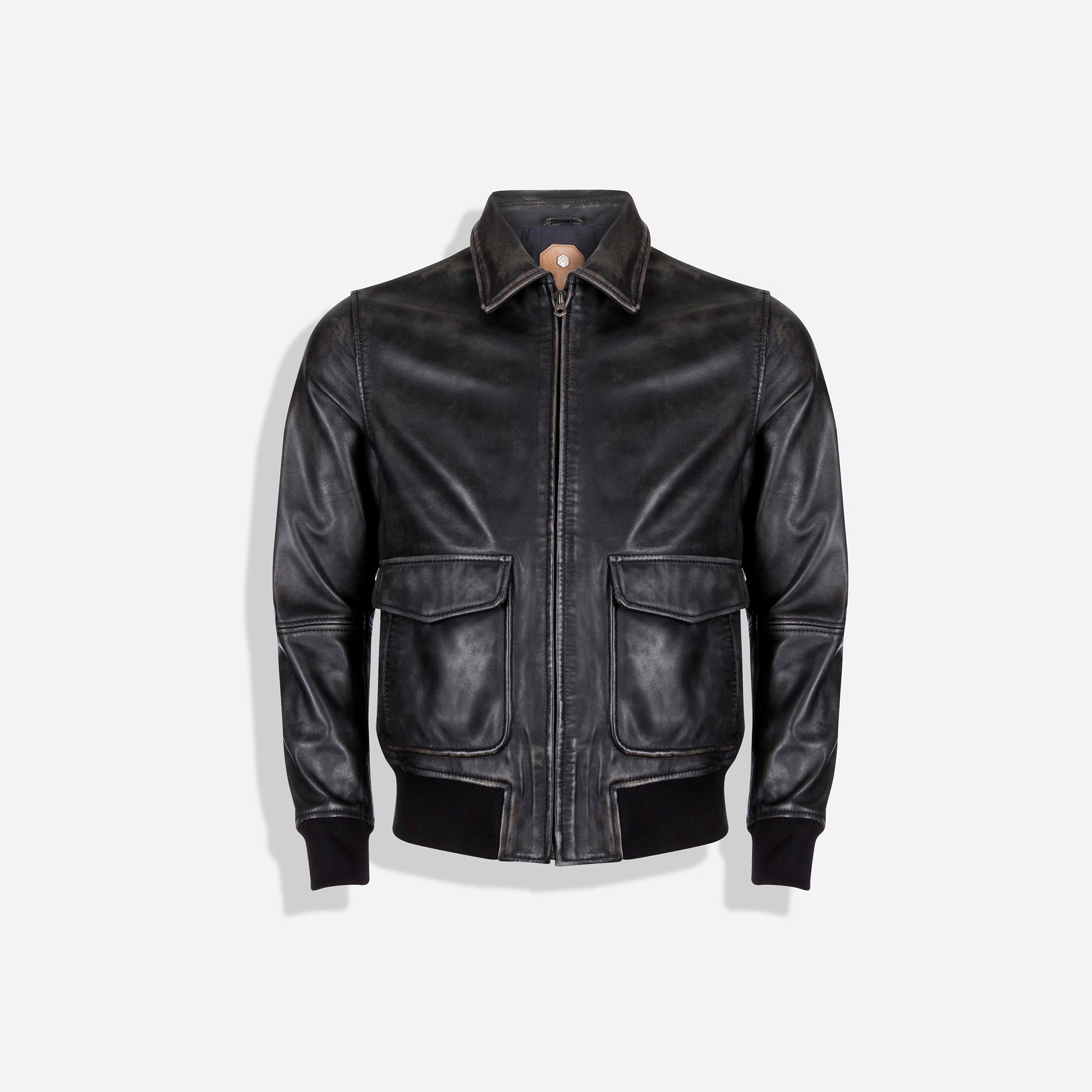 Bomber Jacket, Black,Jackets,Jekyll & Hide,Black,Medium, front view without collar