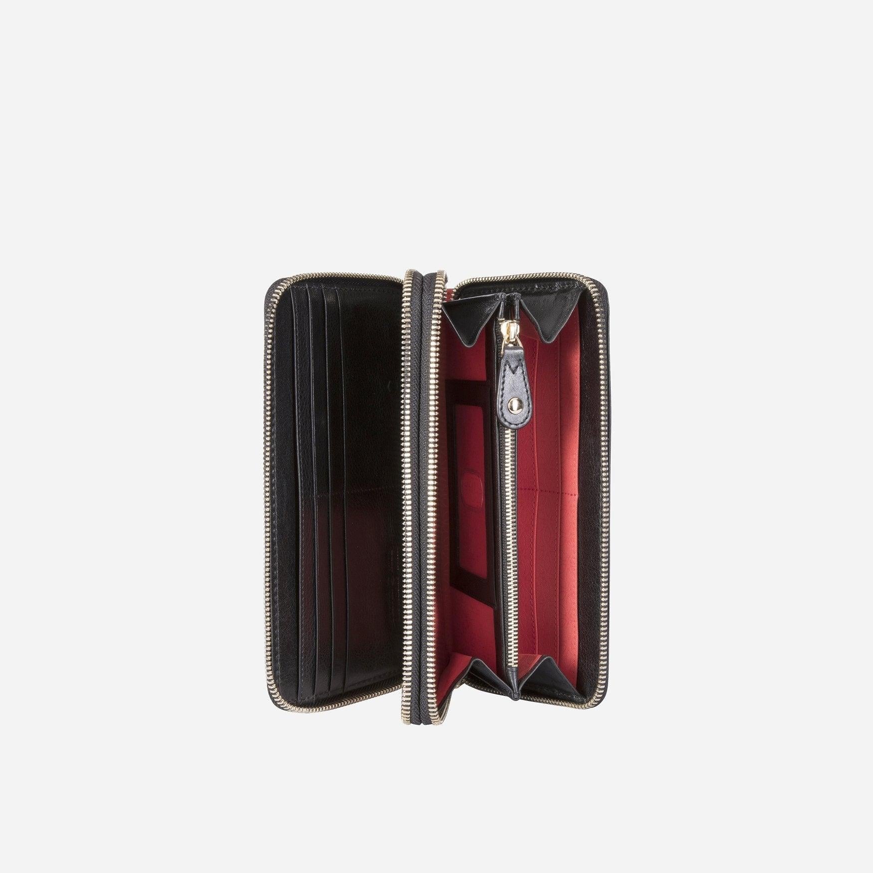 Double Zip Wristlet Purse,Purse,Jekyll & Hide,Black, inside view