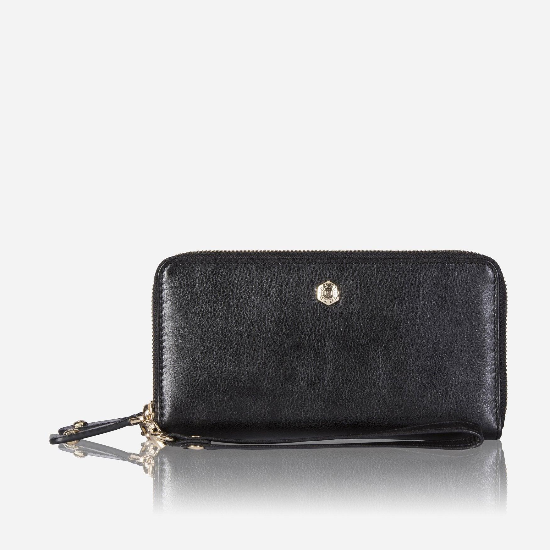 Double Zip Wristlet Purse,Purse,Jekyll & Hide,Black, front view