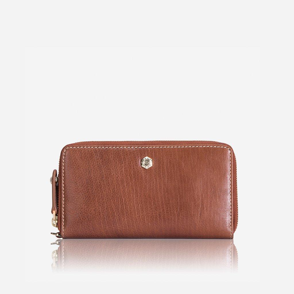 Double Zip Wristlet Purse,Purse,Jekyll & Hide,Tan, front view