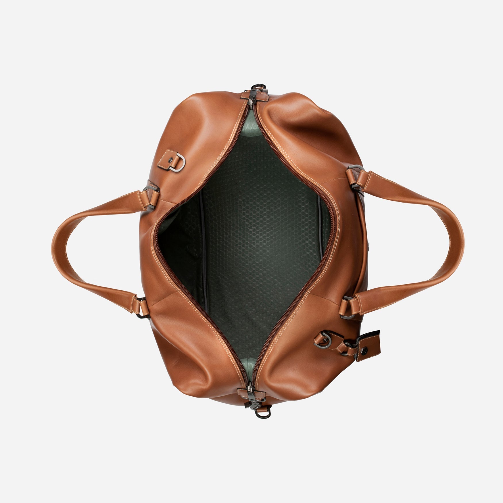 Large 50cm cabin holdall in colt leather by Jekyll & Hide, inside view