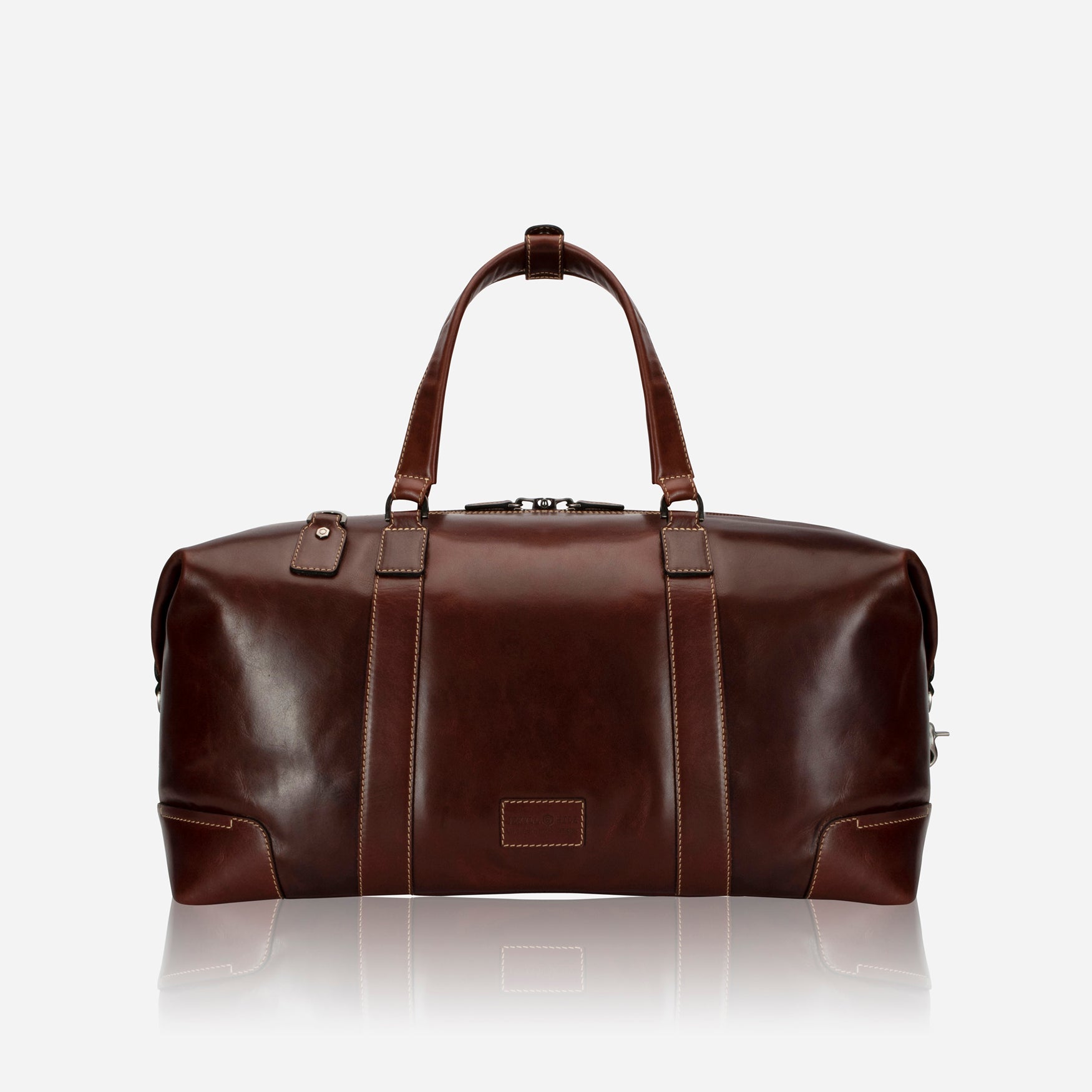 Large 50cm cabin holdall in mocha leather by Jekyll & Hide, back view.