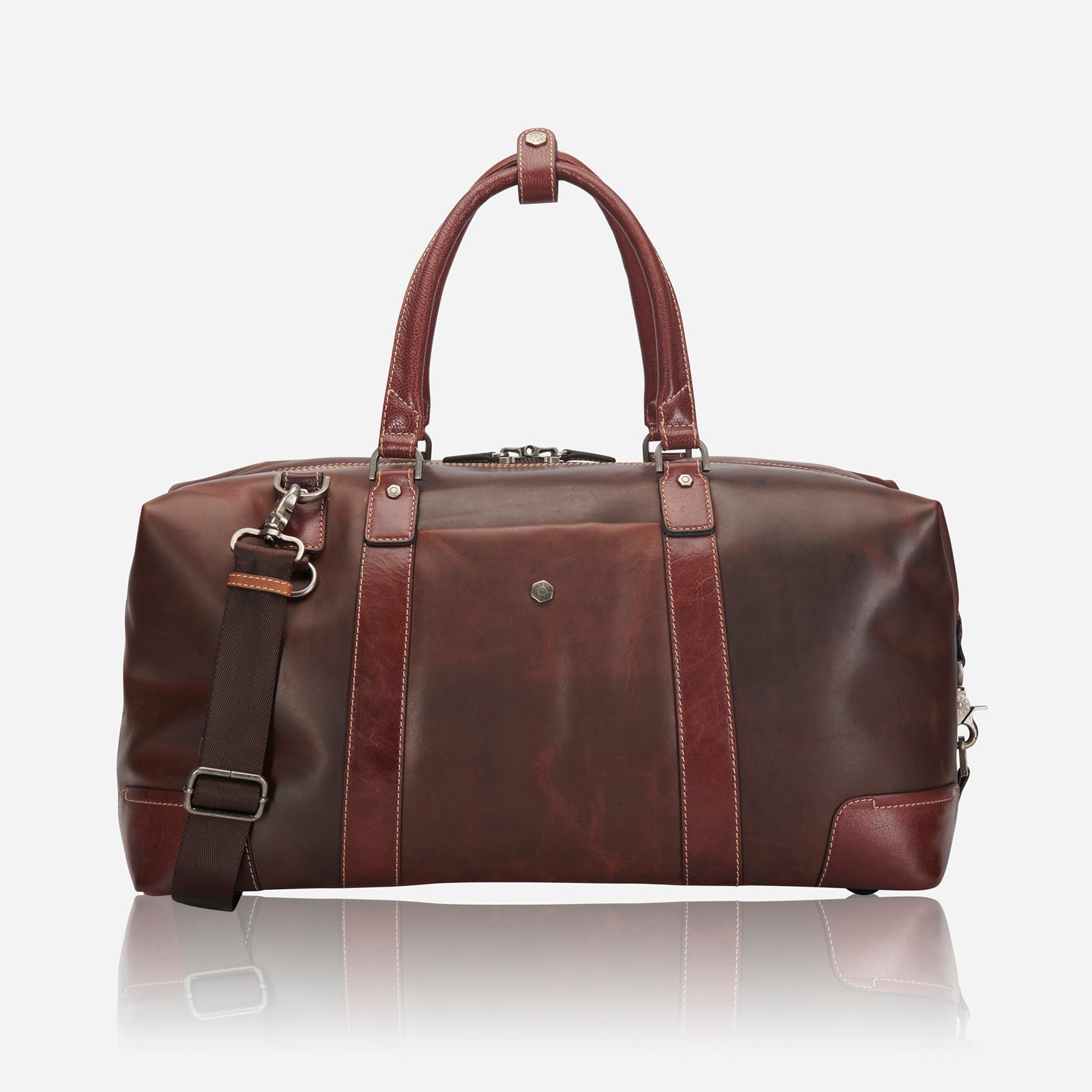 Large 50cm cabin holdall in two tone leather by Jekyll & Hide, front view