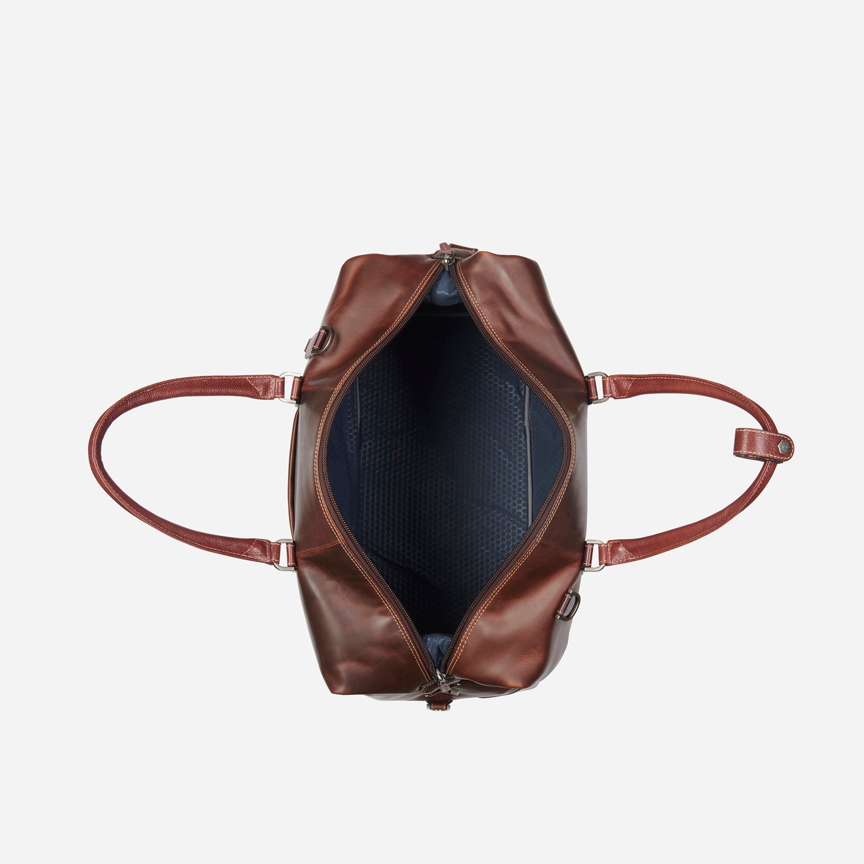 Large 50cm cabin holdall in two tone leather by Jekyll & Hide, in side view