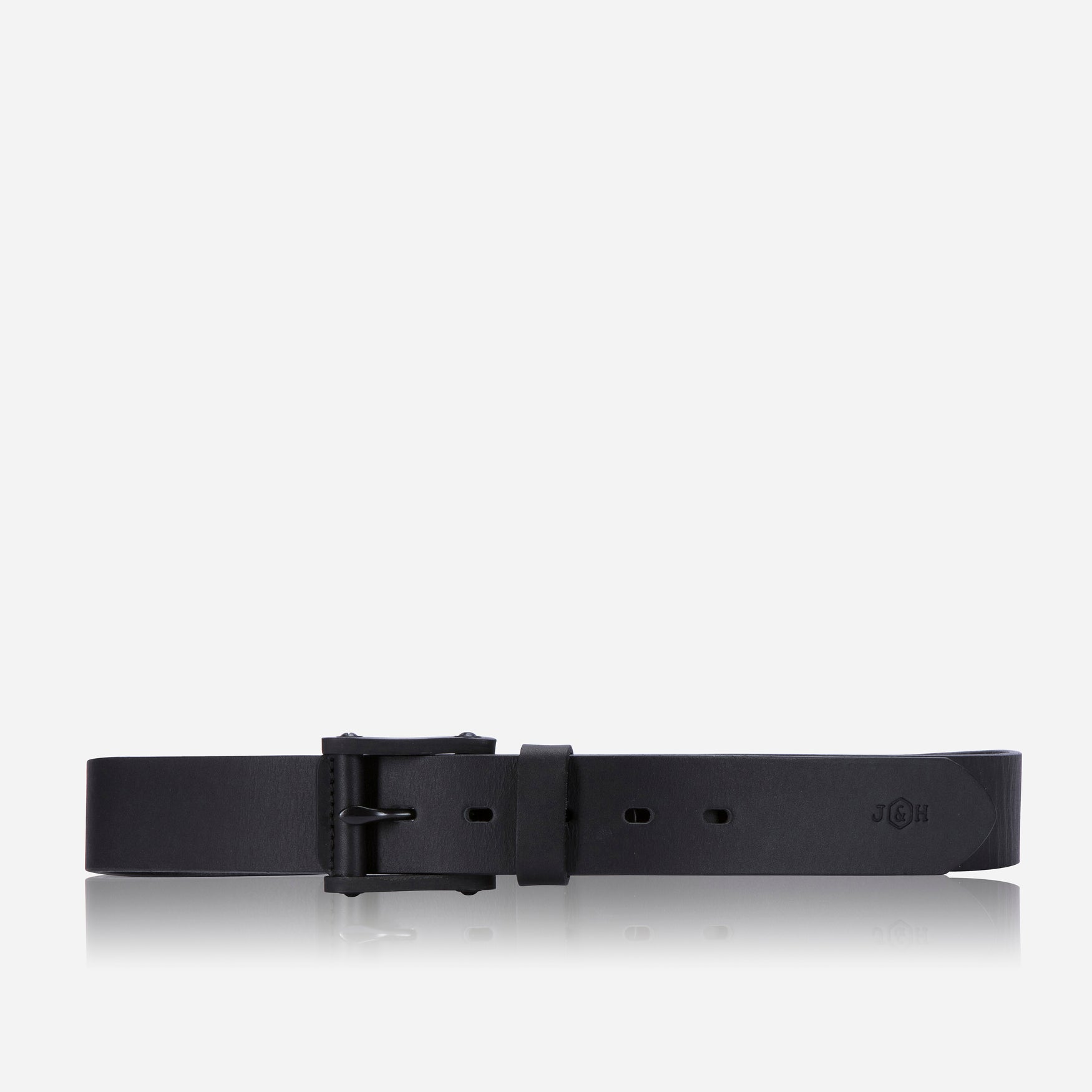 Leather Belt with Signature Buckle, Black,Belt,Jekyll & Hide,Black,32 Inch Waist, side view