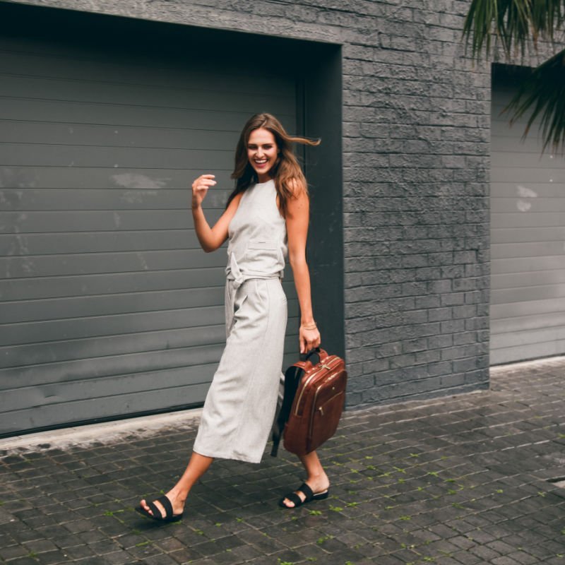 Madrid Laptop Backpack,Backpack,Jekyll & Hide,Black, carried by model