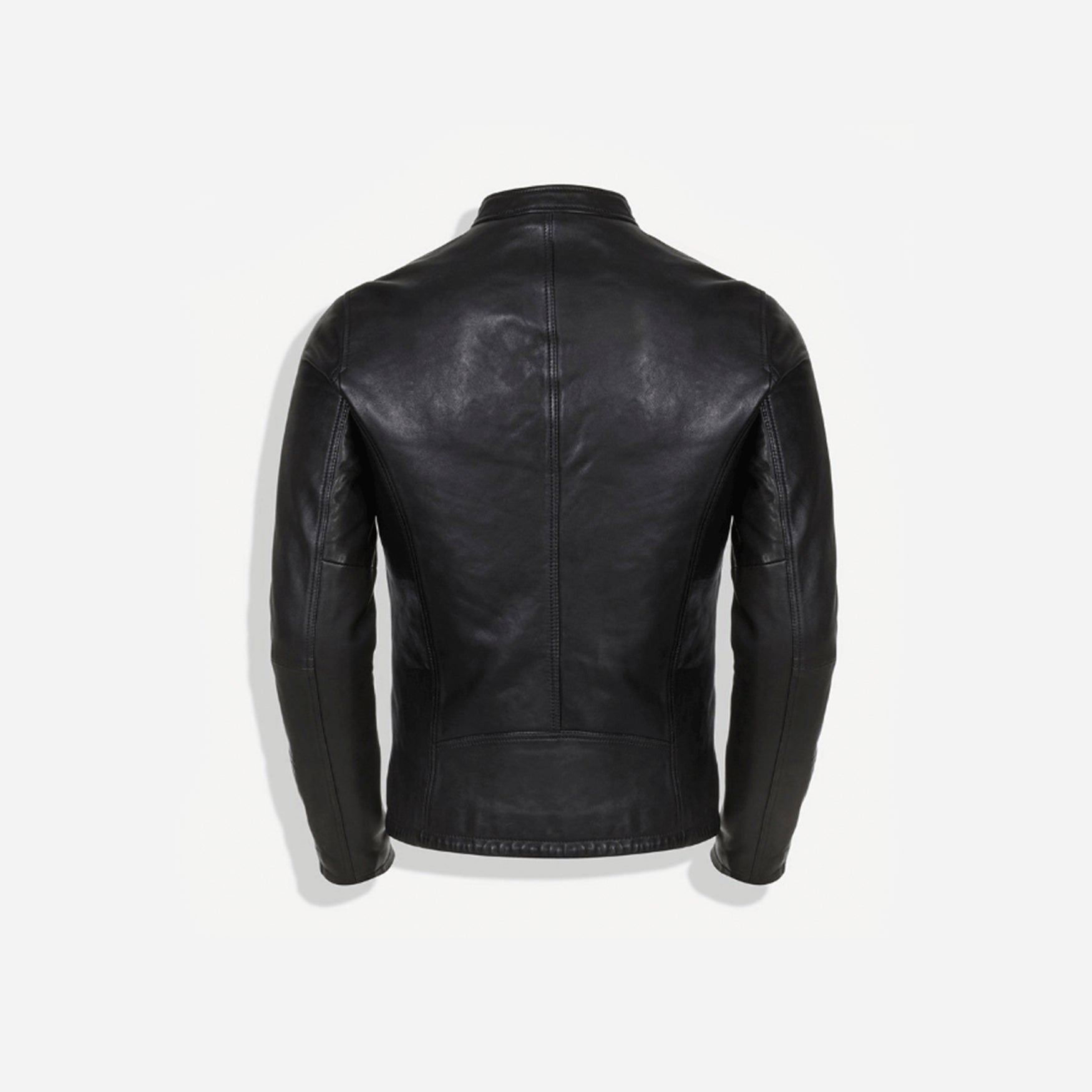 Mandarin Collar Leather Jacket, Black,Jackets,Jekyll & Hide,Black,Large,