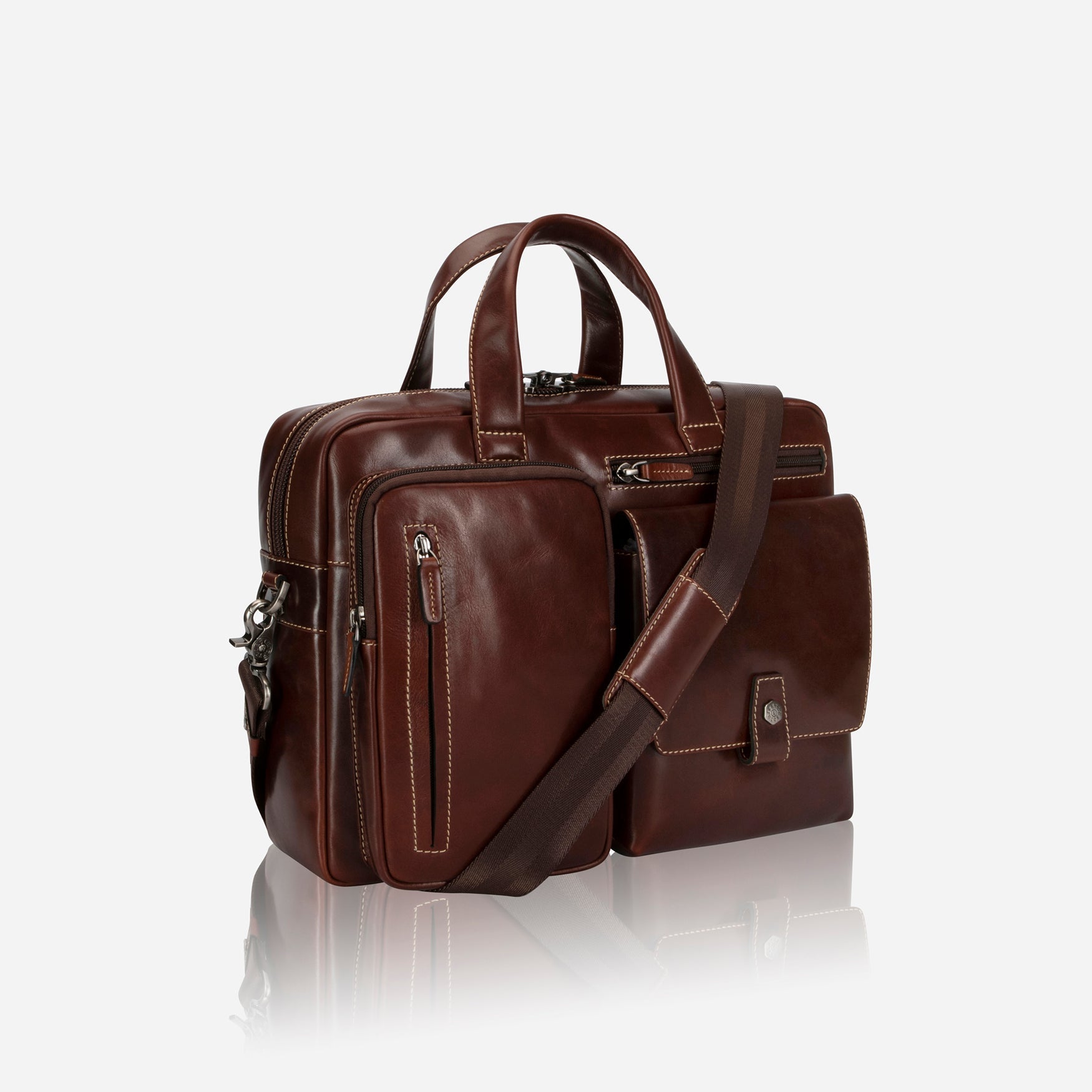 Medium Laptop Briefcase,Briefcases,Jekyll & Hide,Mocha,  side view