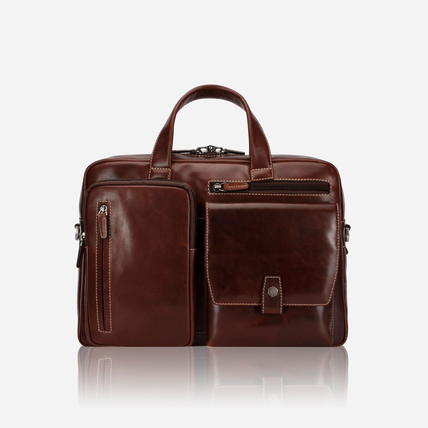Medium Laptop Briefcase,Briefcases,Jekyll & Hide,Mocha, front view
