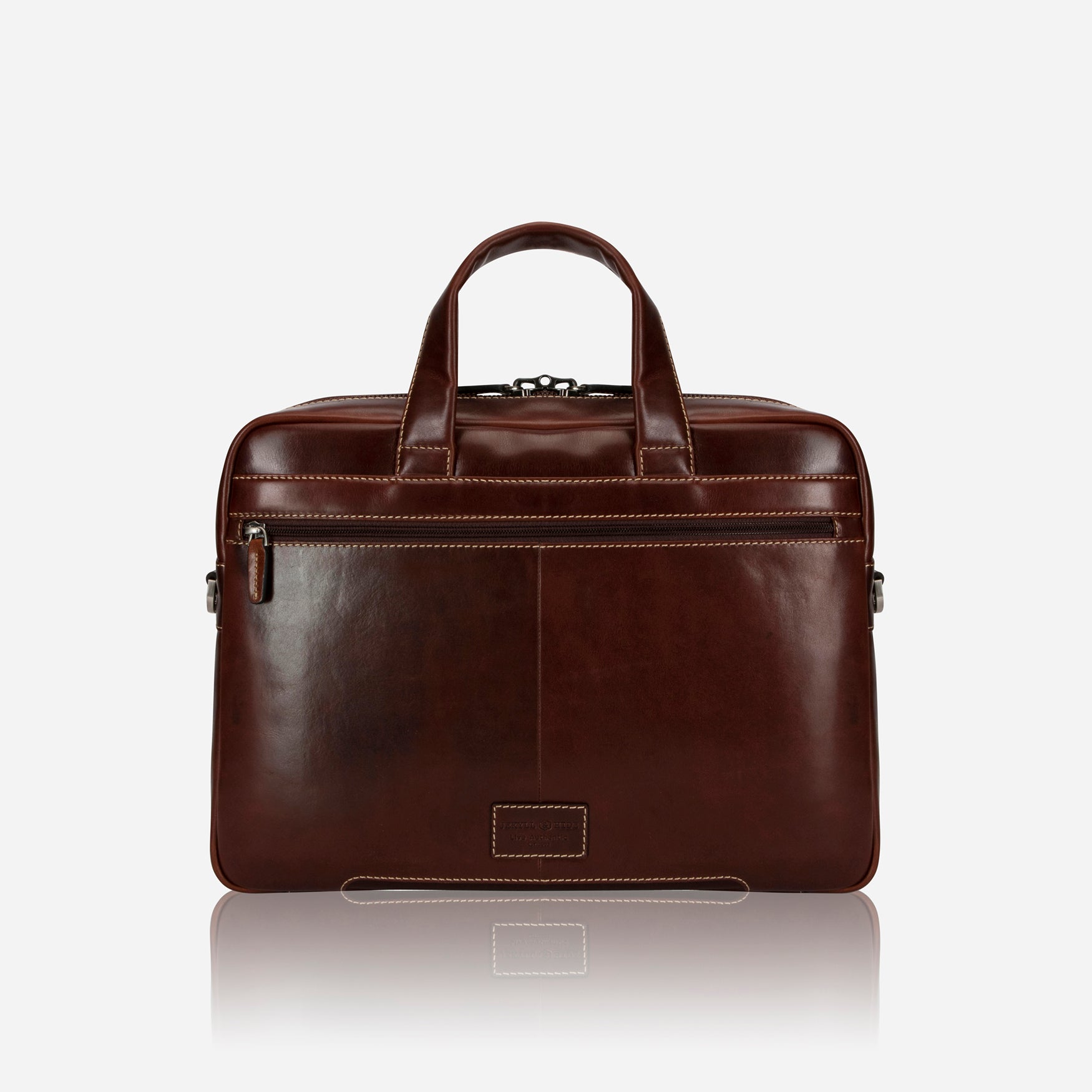 Medium Laptop Briefcase,Briefcases,Jekyll & Hide,Mocha,  back view
