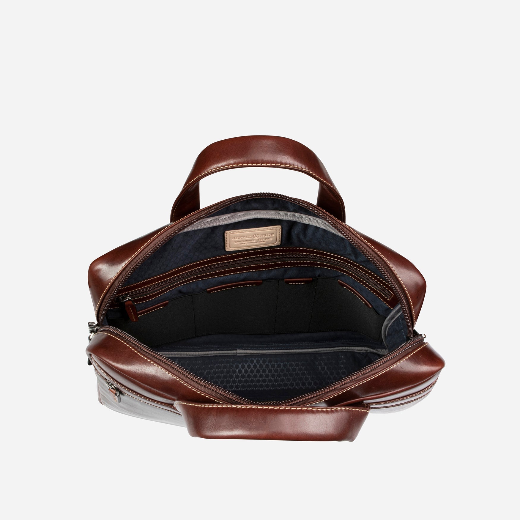 Medium Laptop Briefcase,Briefcases,Jekyll & Hide,Mocha,  inside view