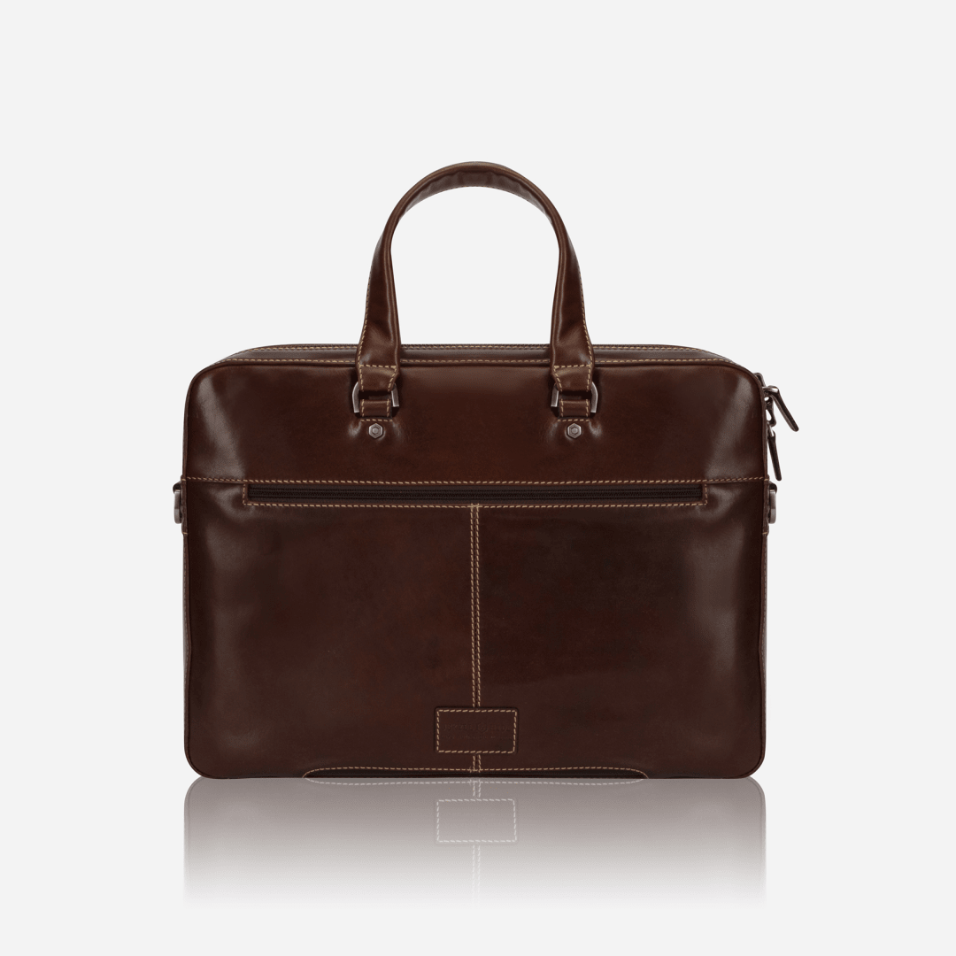 Slim Zip Top Briefcase,Briefcases,Jekyll & Hide,mocha, back view
