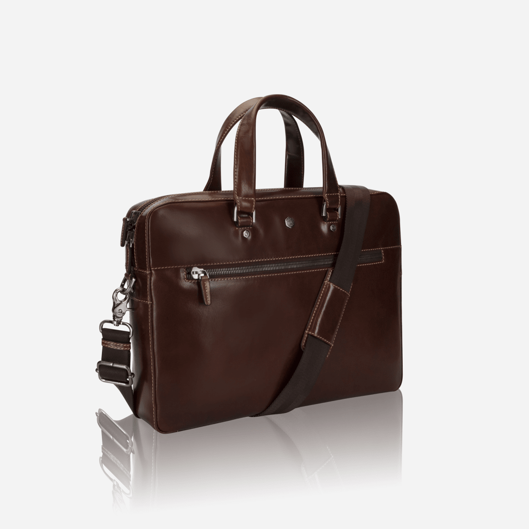 Slim Zip Top Briefcase,Briefcases,Jekyll & Hide,mocha, side view