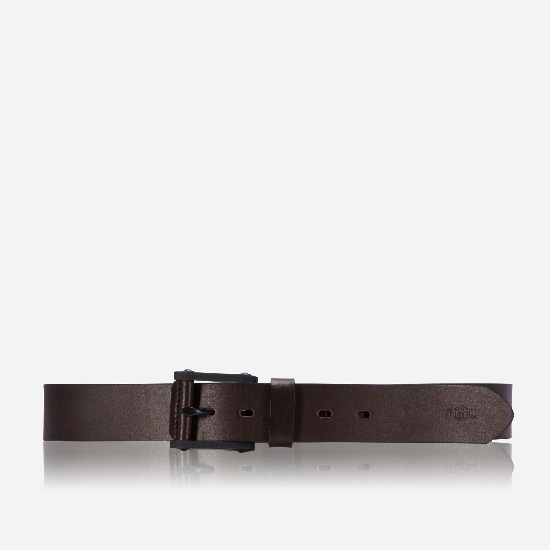 Leather Belt with Signature Buckle, Brown