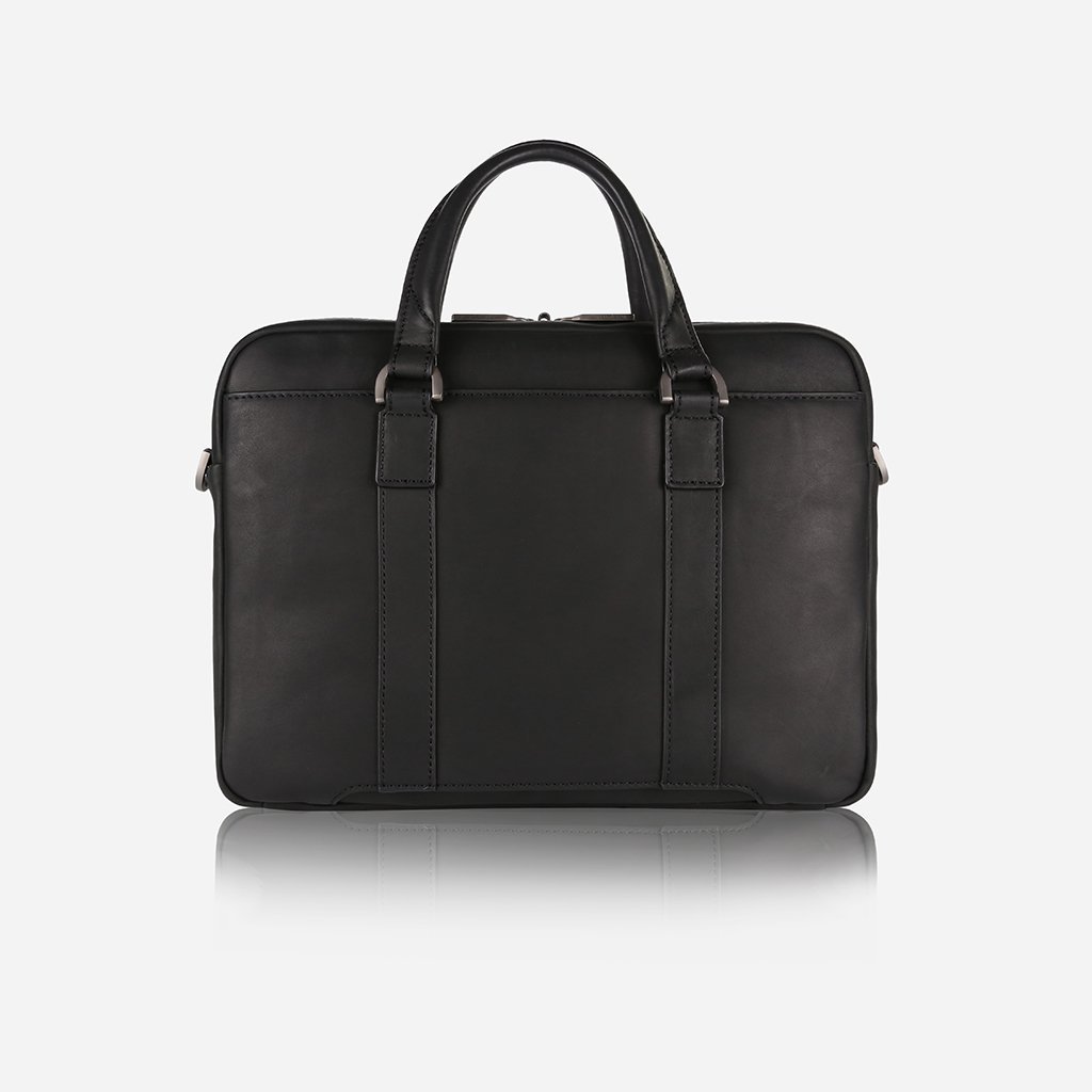 Medium Leather Briefcase, Black - Jekyll and Hide SA