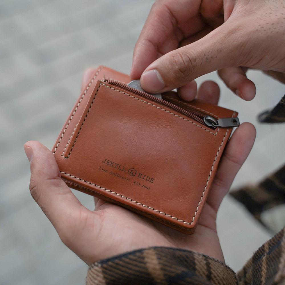 Slim Bifold Wallet with Coin, Tan - Jekyll & Hide