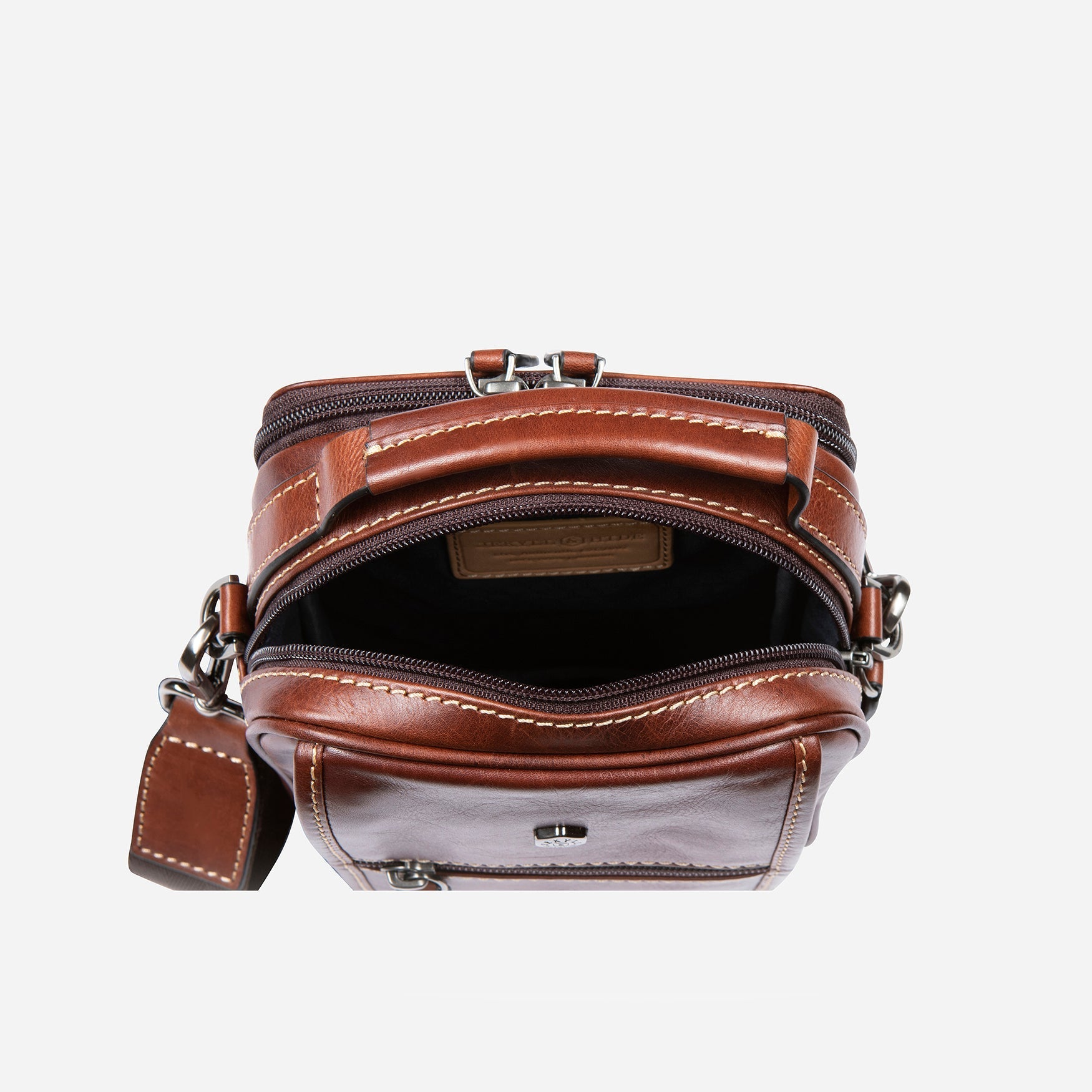 Detailed Crossbody Bag,Crossbody organiser,Jekyll & Hide,Tobacco, top view