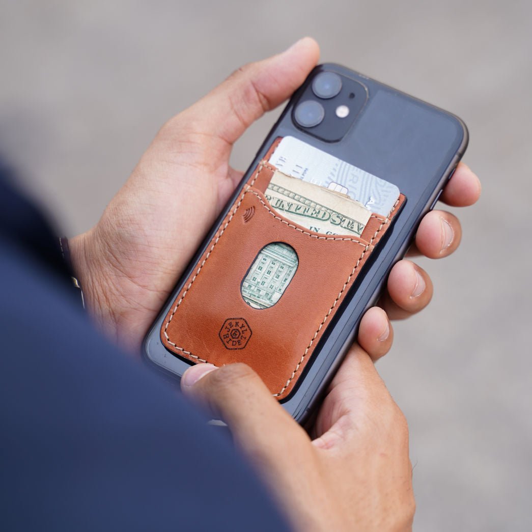 Stick On Mobile Phone Card Holder, Tan