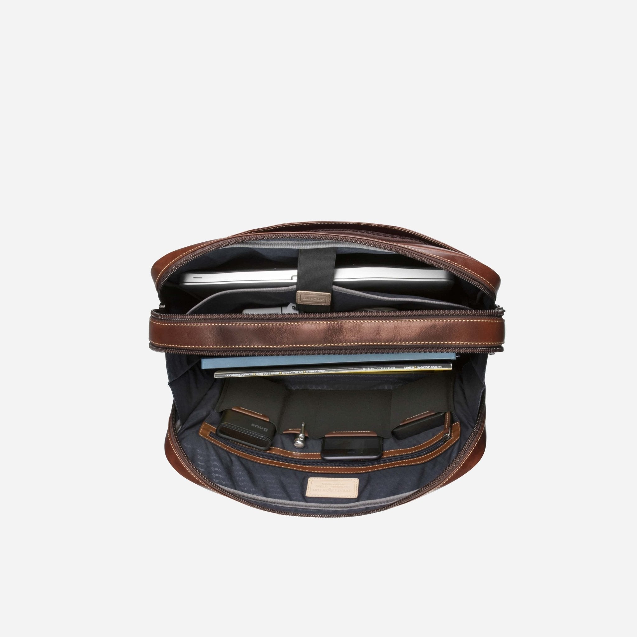 17" Laptop Briefcase,briefcase,Jekyll & Hide,Mocha, inside view