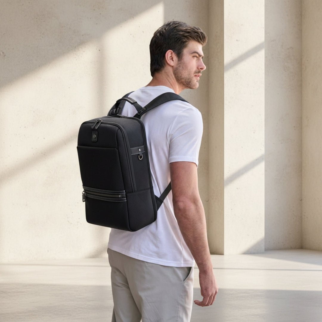 TOKYO Laptop Backpack in black - close-up view