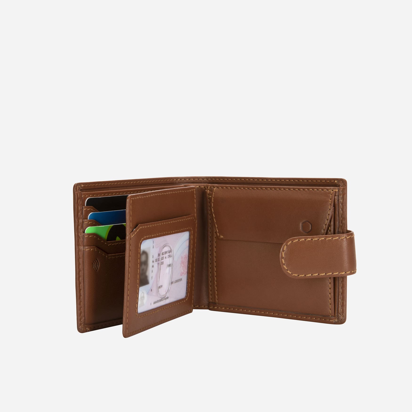 Bifold Wallet With Coin And ID Window, Tan