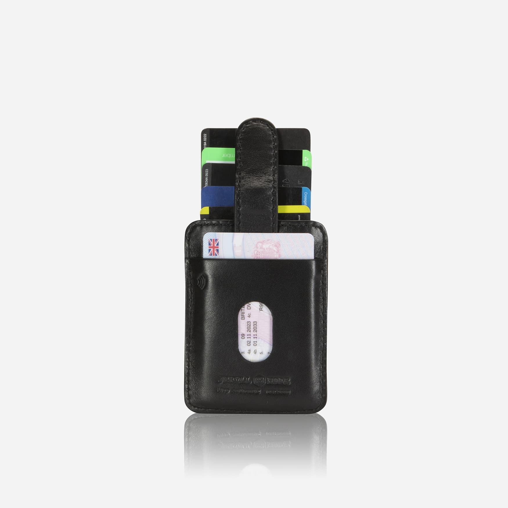 Compact Tab Card Holder, Black