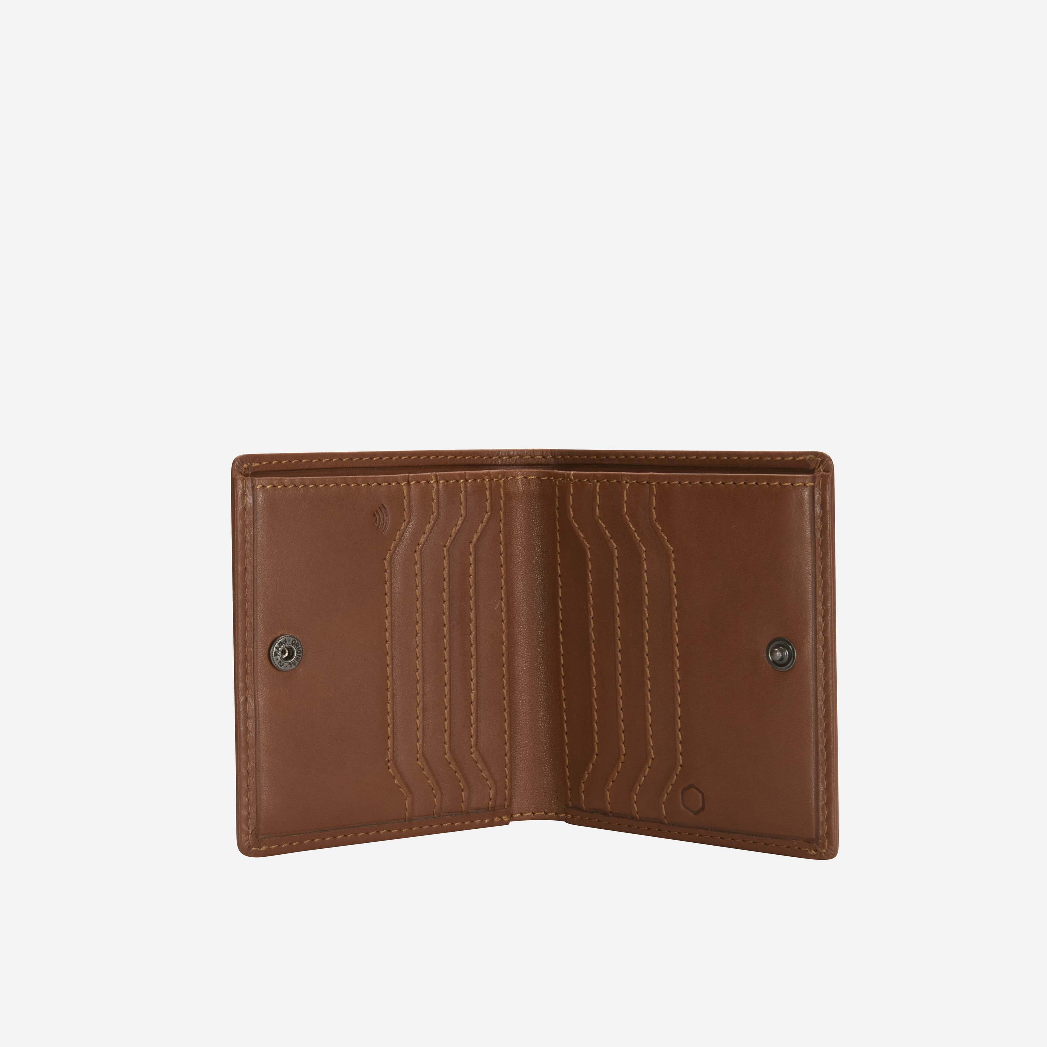 Slim Bifold Card Holder With Coin, Tan