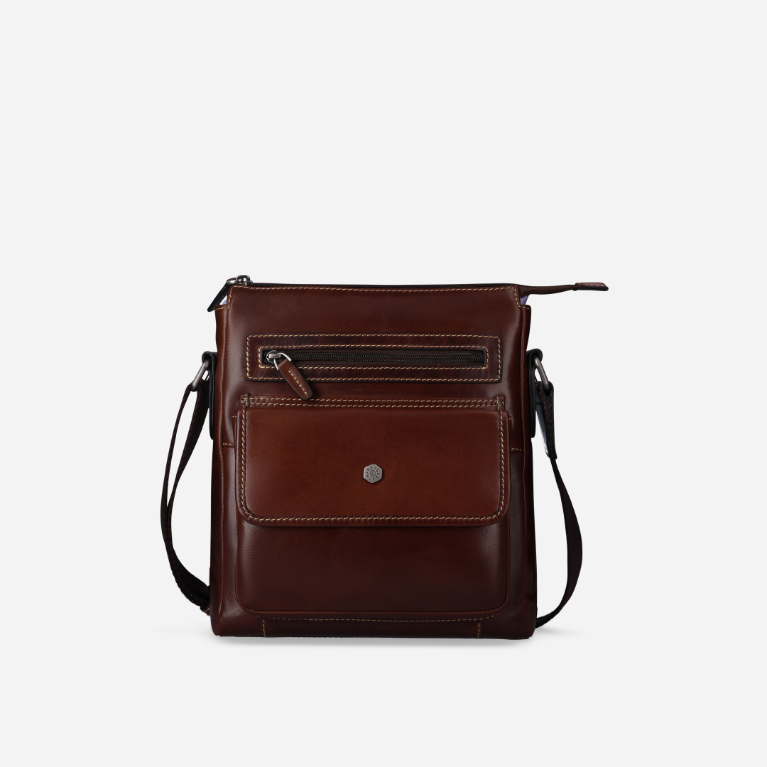 Crossbody Organiser Bag, Tobacco
