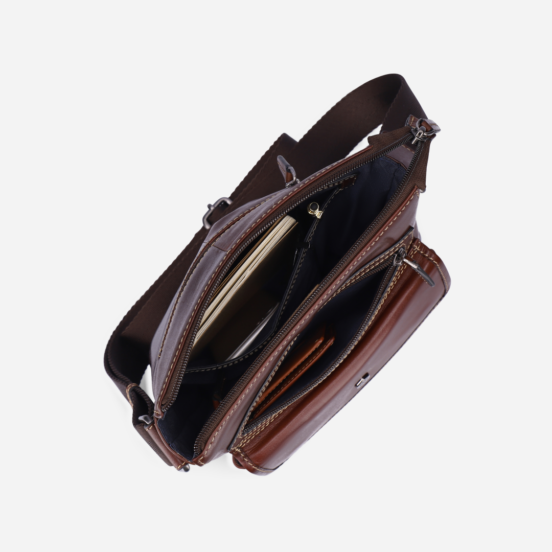 Crossbody Organiser Bag, Tobacco