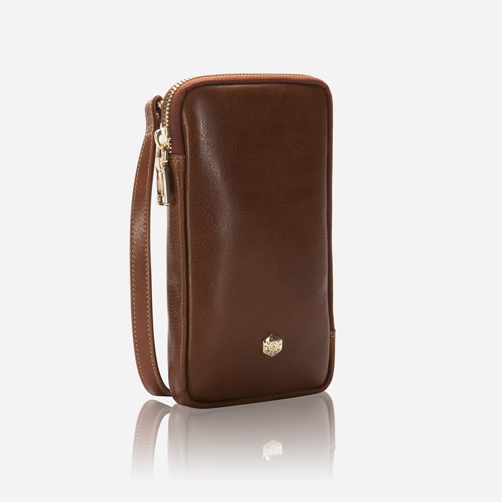 Mobile Phone Pouch With Strap, Tan