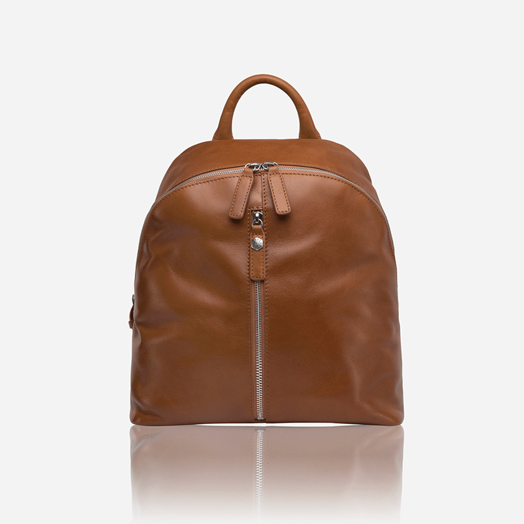 Casual Zip-Top Backpack 35cm, Tan