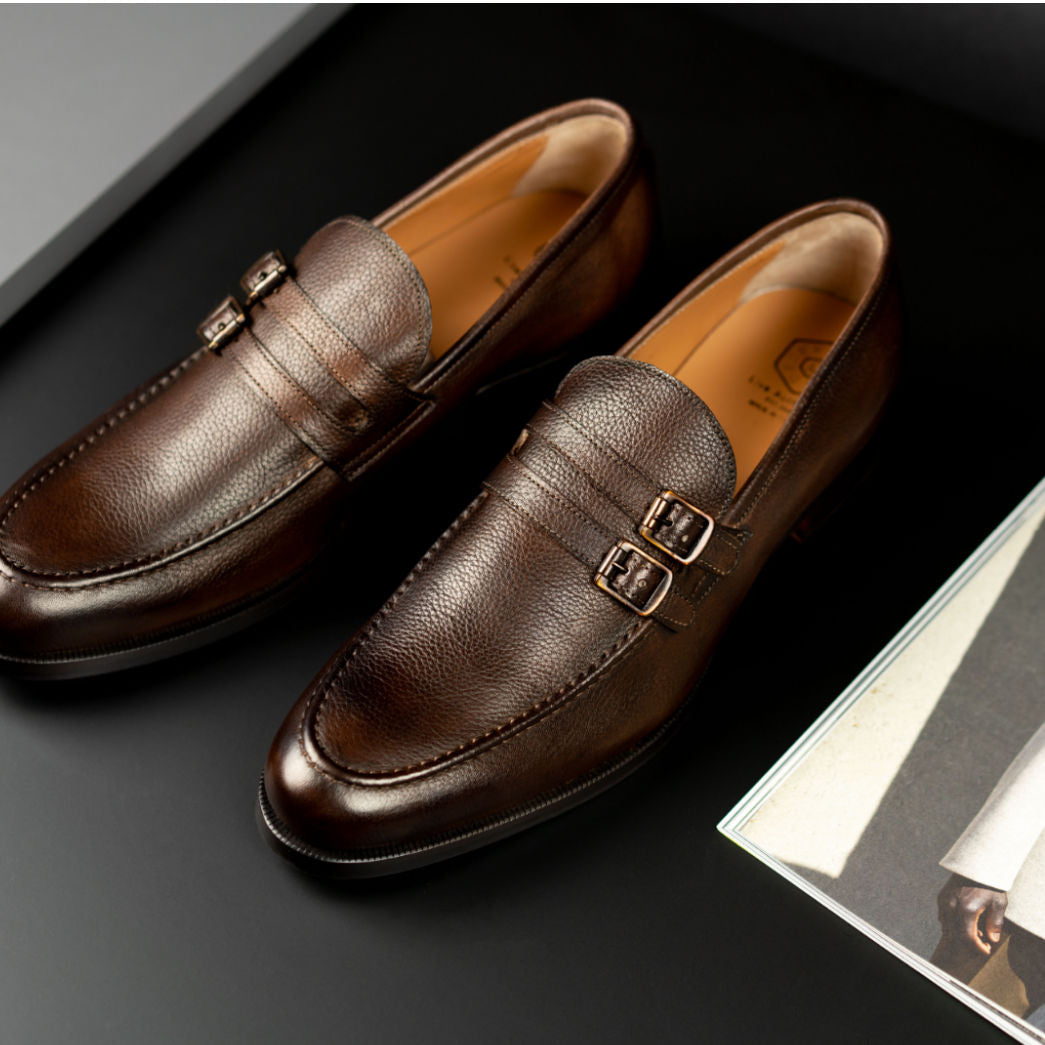 Men's Leather Monk Shoe, Brown
