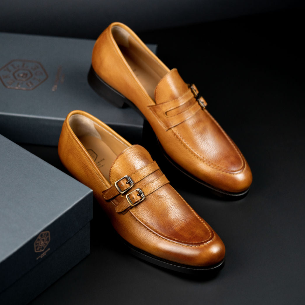 Men's Leather Monk Shoe, Tan