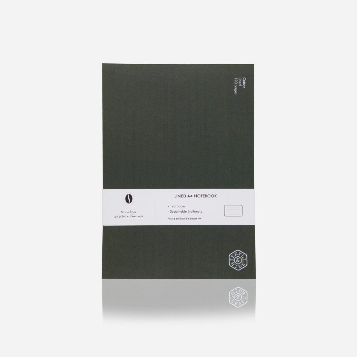 A4 Notebook 120 Pages,A4 Notebooks,Jekyll & Hide,Olive, front view