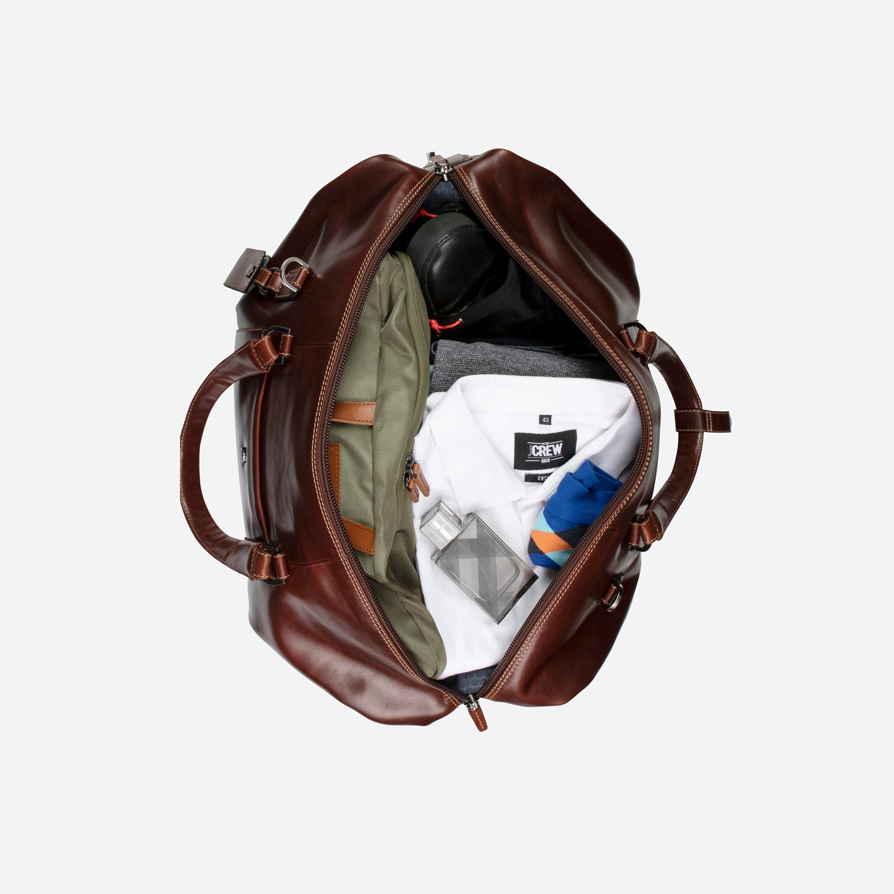 OXFORD Weekender in mocha - top view