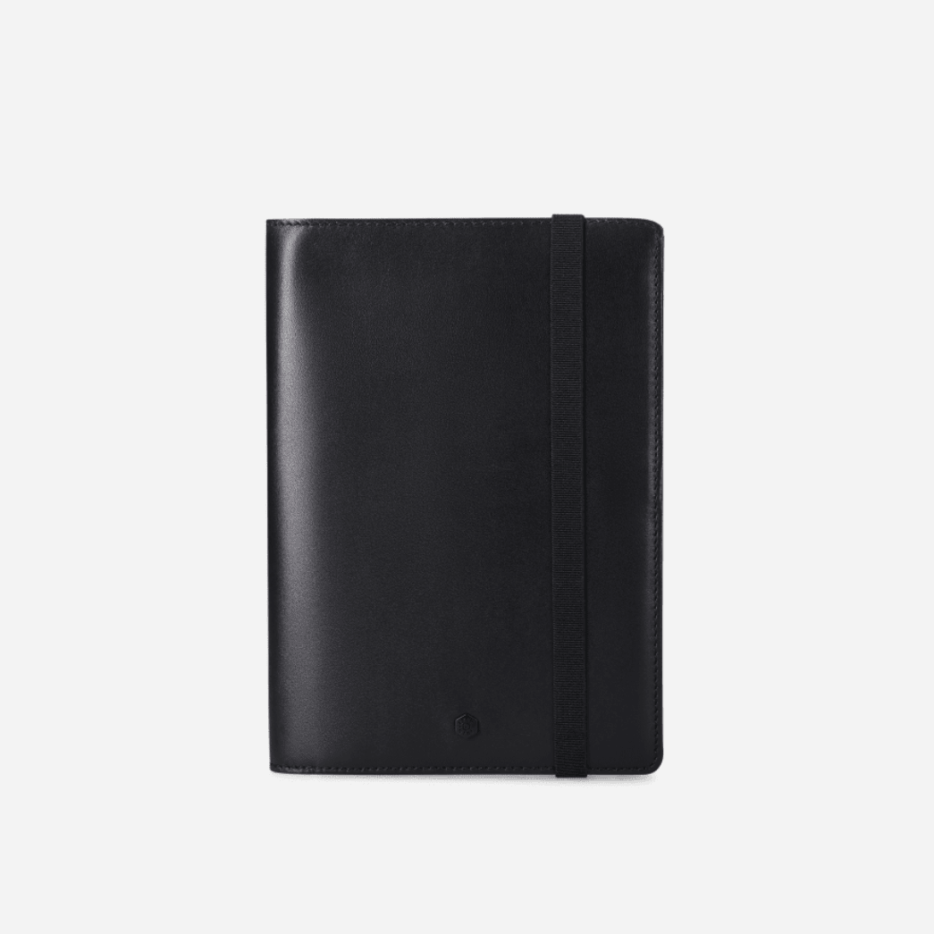 Leather A5 Notebook Cover, Black,A5 leather cover,Jekyll & Hide,addstationery,1