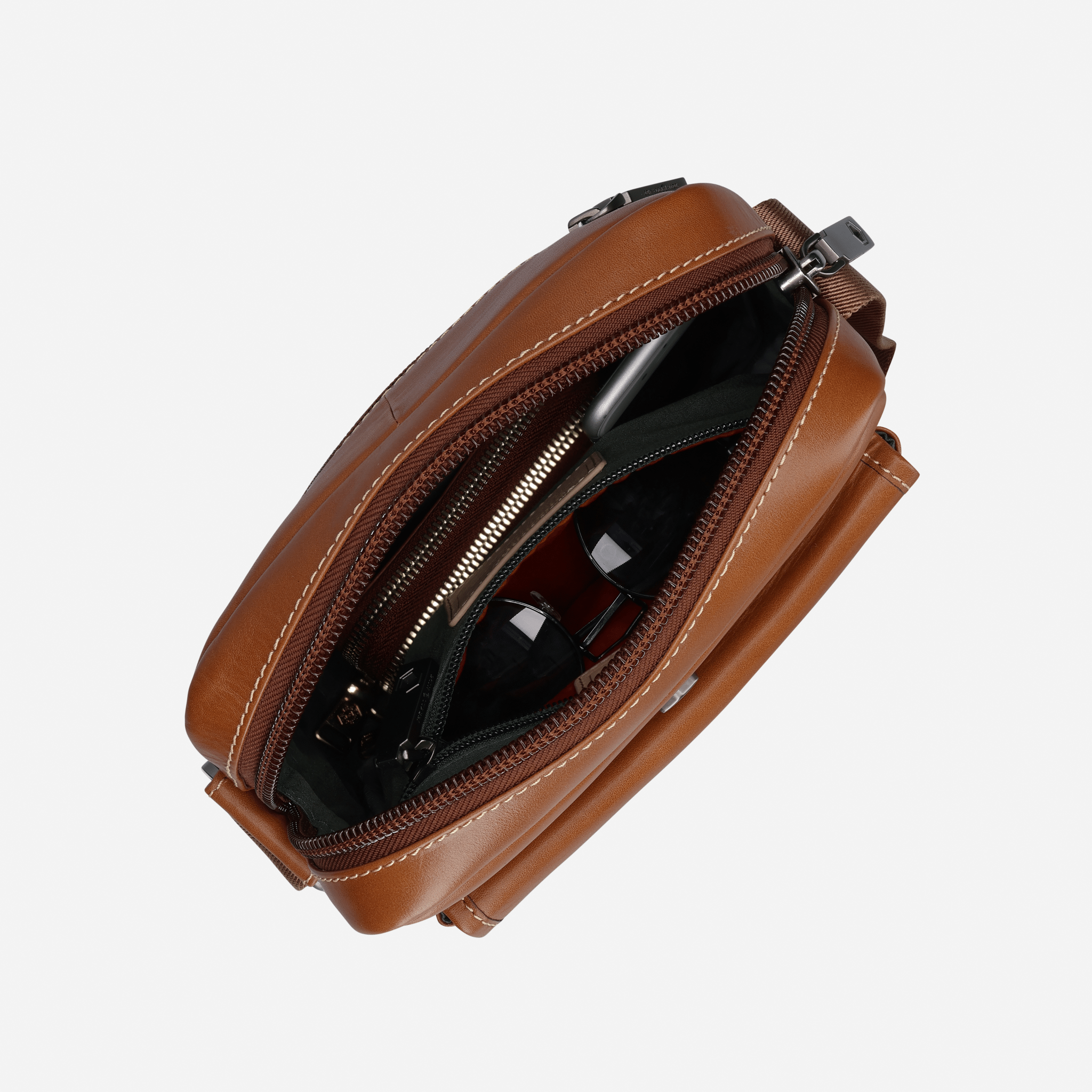 Norwegian Crossbody Organiser in colt - flat lay view