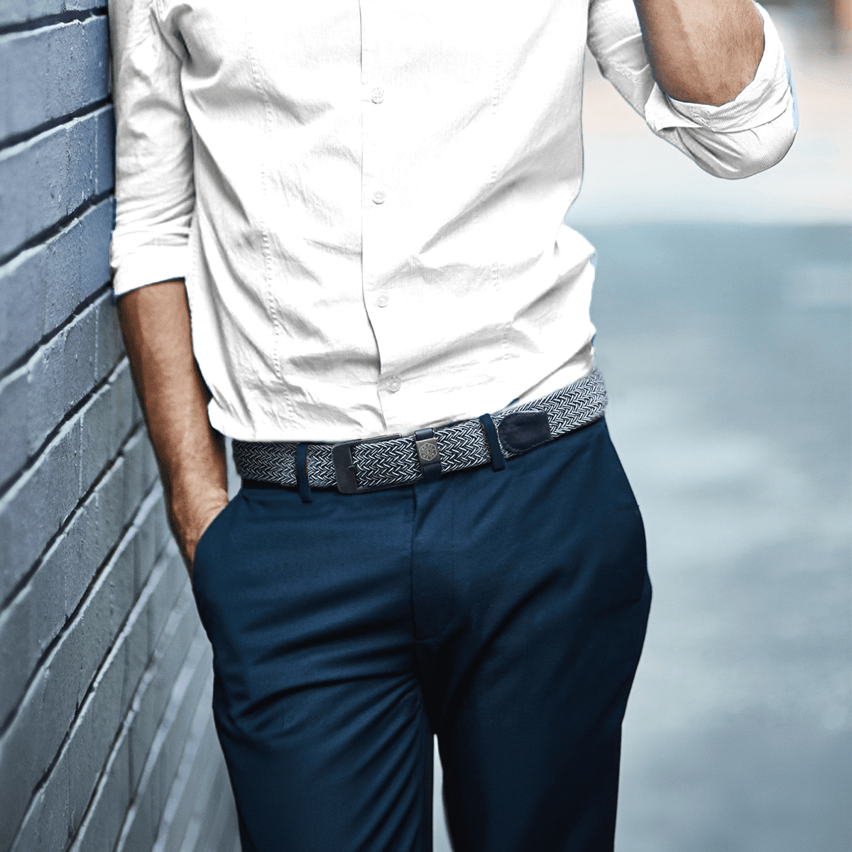 Men's Elasticated Braided Belt,Belt,Jekyll & Hide,Grey,Medium (30 - 34 Inch Waist),