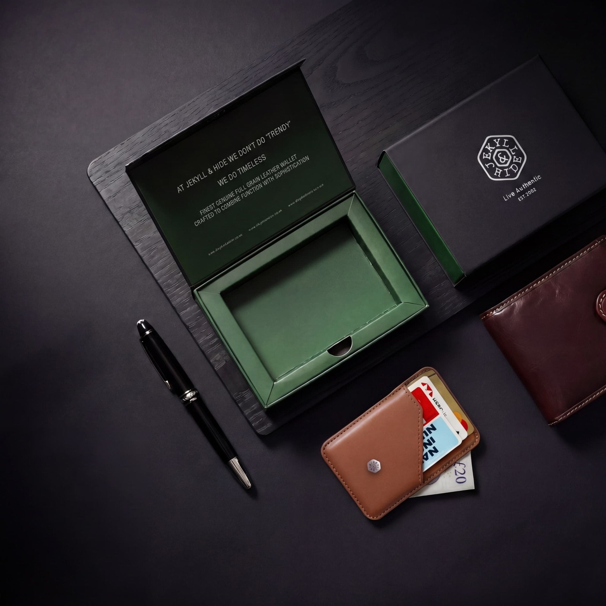 Jekyll & Hide leather wallet gift packaging box